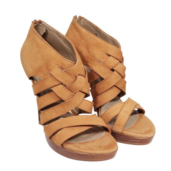 Stuart Weitzman Saxony Nubuck Open Toe  Platform Booties - Picture 1 of 11
